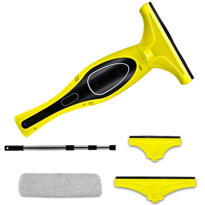 Стъклочистачка LUNA 100, Почистване без остатъци от вода, Удължена дръжка, Почистване на прозорци и плочки, Жълт