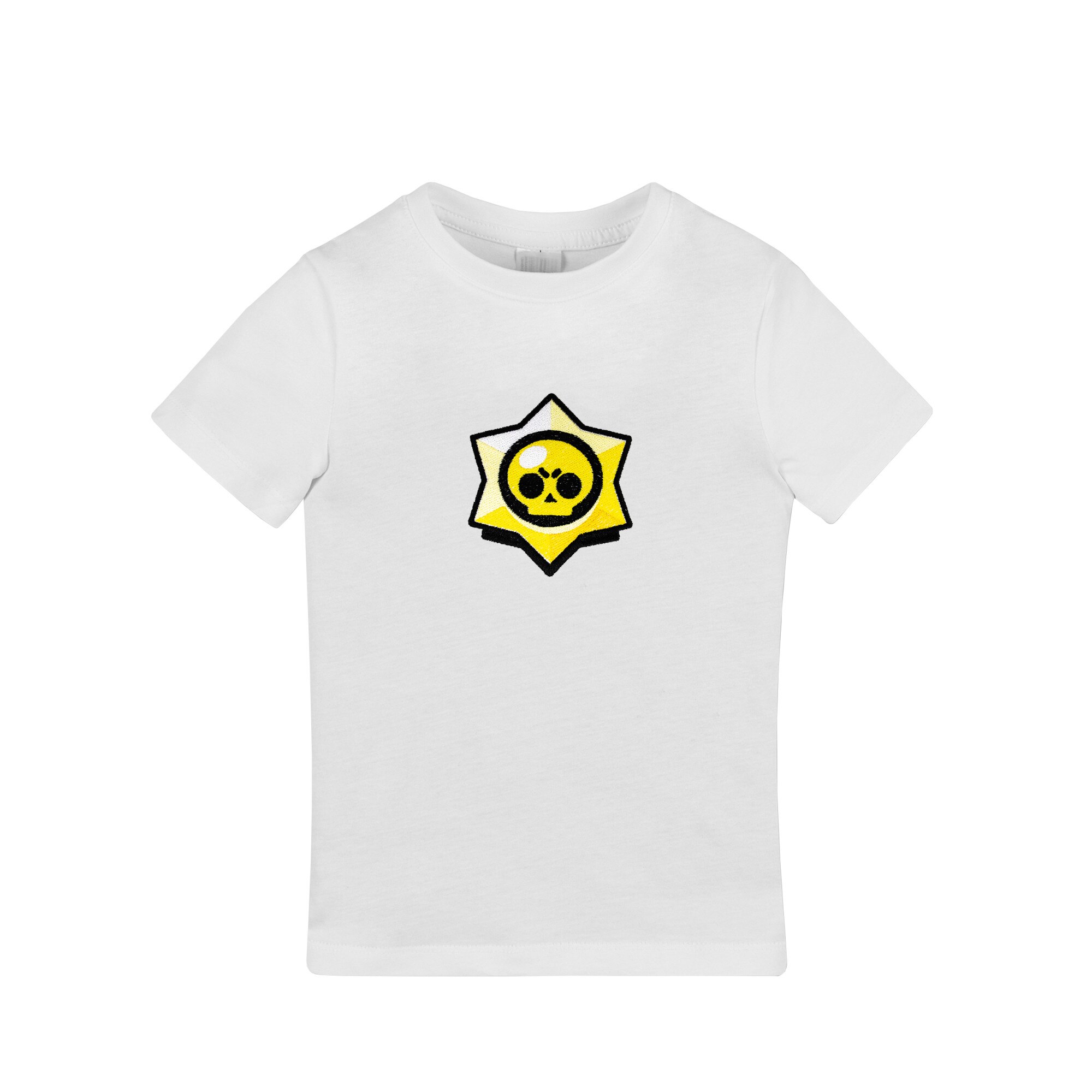 Tricou copii, LWS, bumbac organic, brodat, model Brawl stars, alb, 104 cm