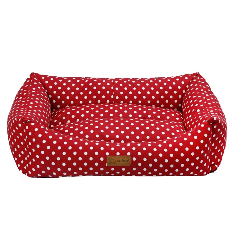 Culcus pentru caini si pisici 4Dog Deluxe Makaron S, Rosu, 50x38x19 cm