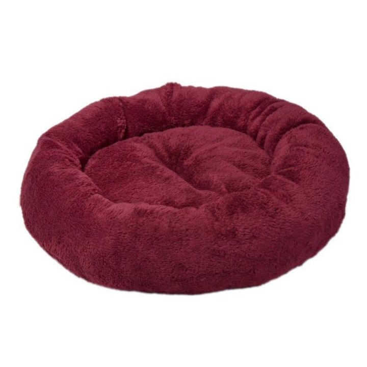 Culcus pentru caini si pisici 4Dog Deluxe Rotund Plush S, Rosu, 52x9 cm