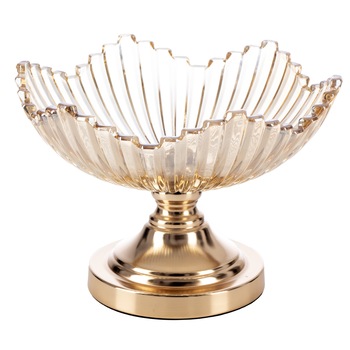 Fructiera 'Smoky I', 29 cm, realizata manual din sticla fumurie Fructiera 'Smoky I', 29 cm, realizata manual din sticla fumurie