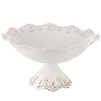 Fructiera 'Simple White II', 35.5 cm, realizata manual din ceramica Fructiera 'Simple White II', 35.5 cm, realizata manual din ceramica