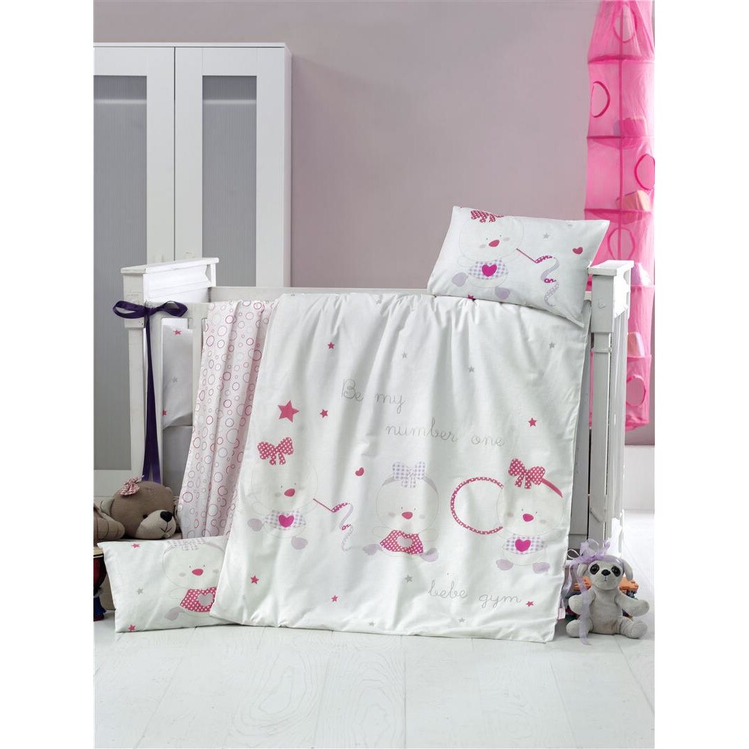 Set dormit bebelusi, cu protectie pentru patut, 6 piese, bumbac 100% ranforce, Dance