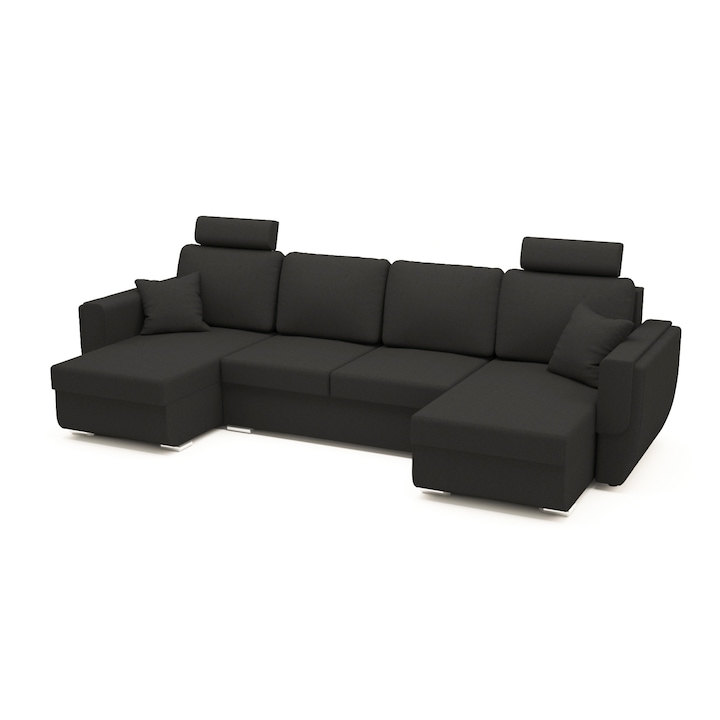 Tony U Shape Plus Black Kihúzható, rugós kanapé, 320 x 140 x 90 cm