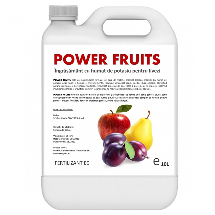 Ingrasamant cu humat de potasiu pentru livezi, Power Fruits, 10 L