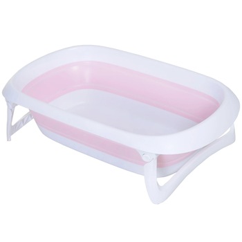 Cadita de baie pentru bebelusi Homcom, Plastic, Pliabila, Sistem de evacuare apa, 80x48x21cm, Alb/Roz Cadita de baie pentru bebelusi Homcom, Plastic, Pliabila, Sistem de evacuare apa, 80x48x21cm, Alb/Roz