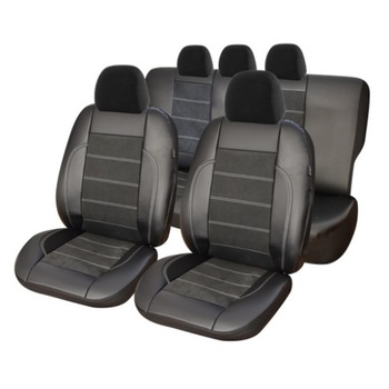 Set huse scaune auto, Exclusive Piele Ecologica neteda si Insertii Piele Perforata, 11 piese negru Set huse scaune auto, Exclusive Piele Ecologica neteda si Insertii Piele Perforata, 11 piese negru