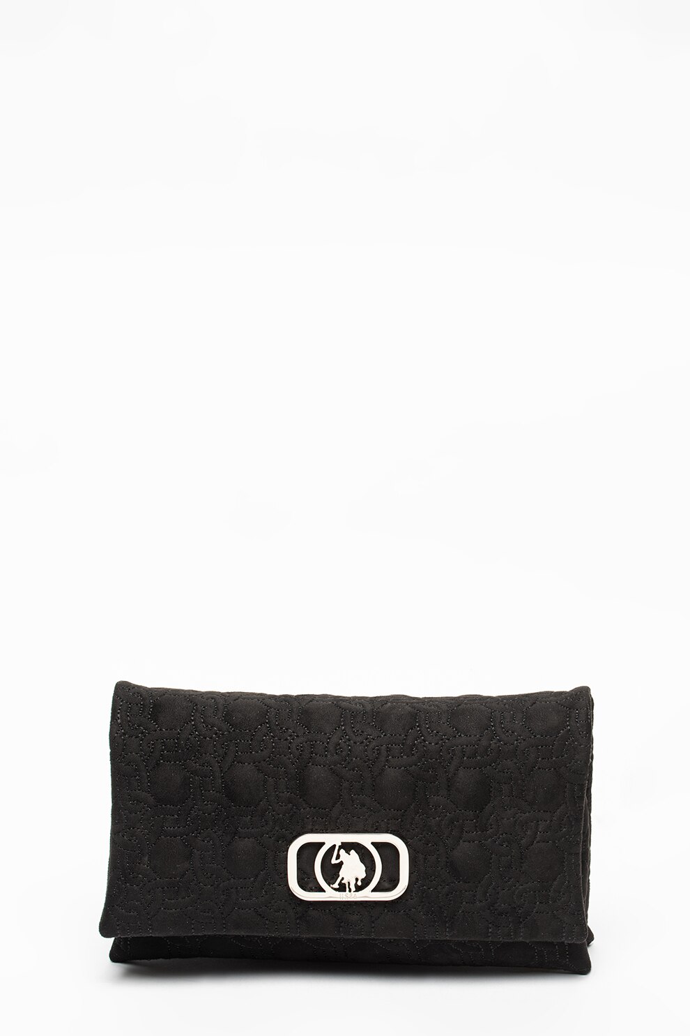U.S. Polo Assn., Geanta plic texturata cu logo metalic, Negru