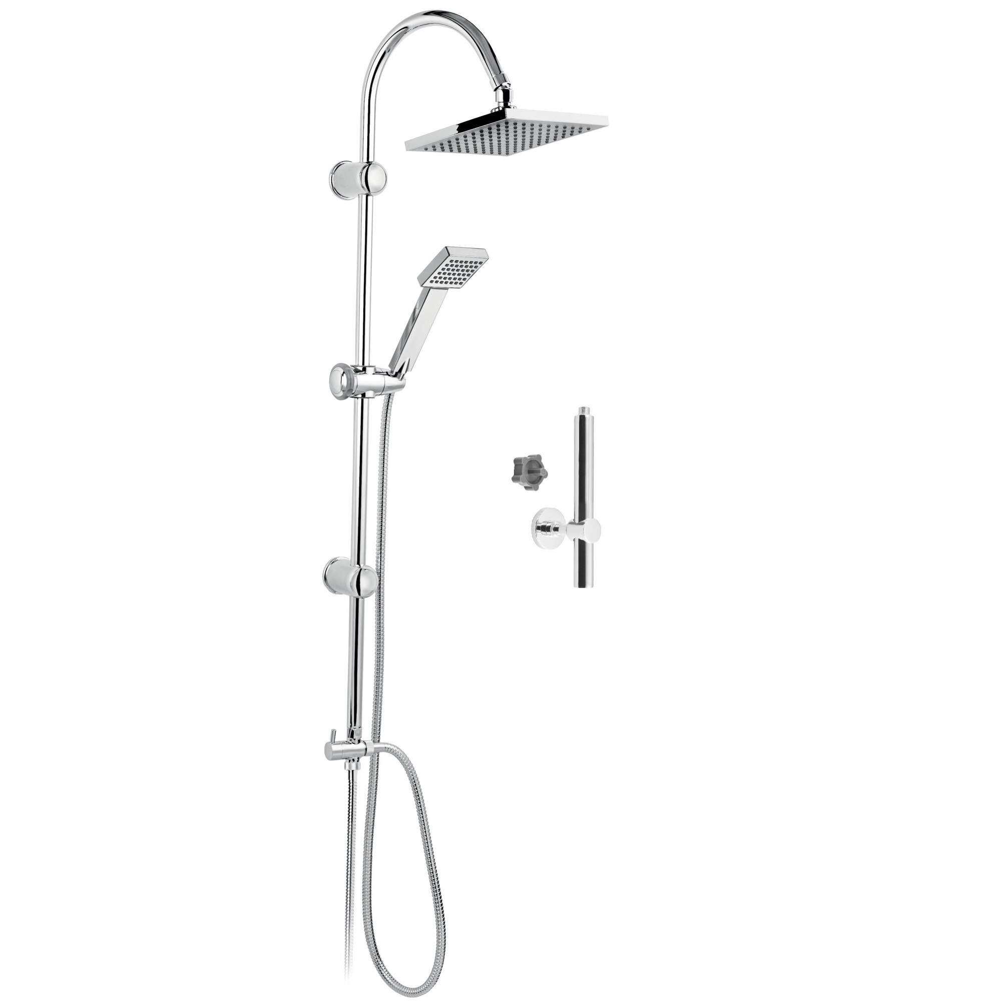 Coloana de dus fixa si mobila FERRO, Squerto, Cromat cu prelungire 20cm