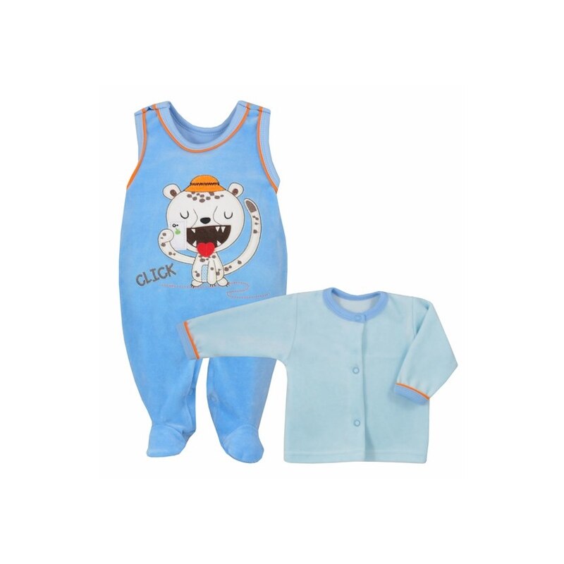 Compleu 2 piese salopeta si bluza Koala Selfie 2909-A1, Albastru, 56