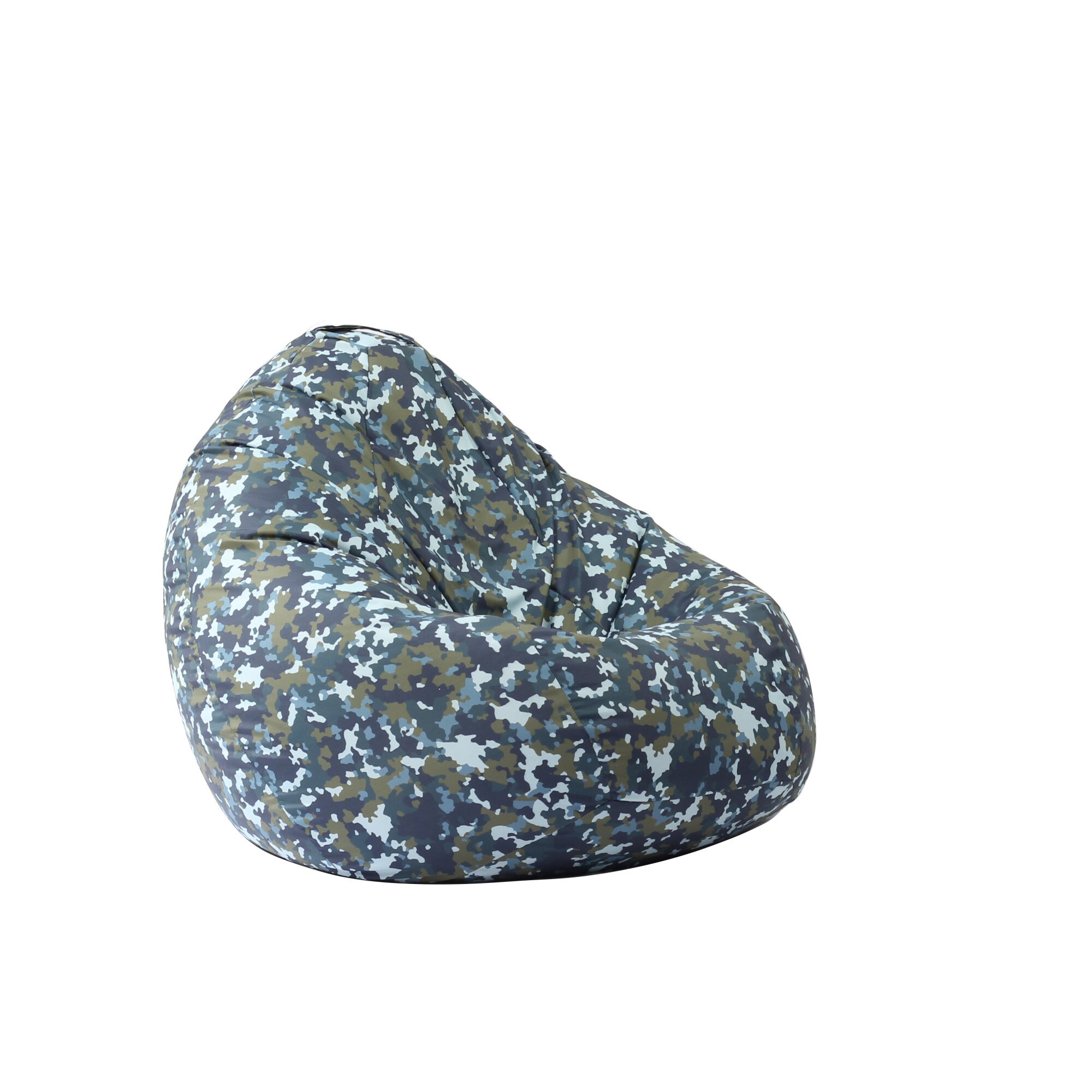 Fotoliu Pufrelax tip Sac Nirvana Grande Panama, Army Camouflage Air, pretabil si la exterior, husa detasabila, umplut cu perle