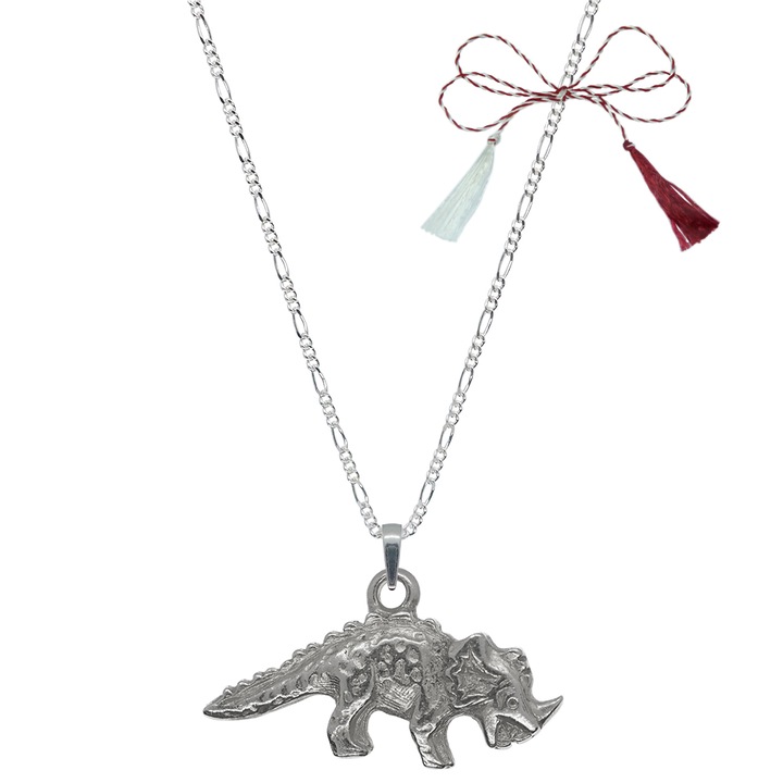 Martisor egyedi ezüst lánc dinoszaurusz medál 8830FIG31910 Dras 60 cm ezüst