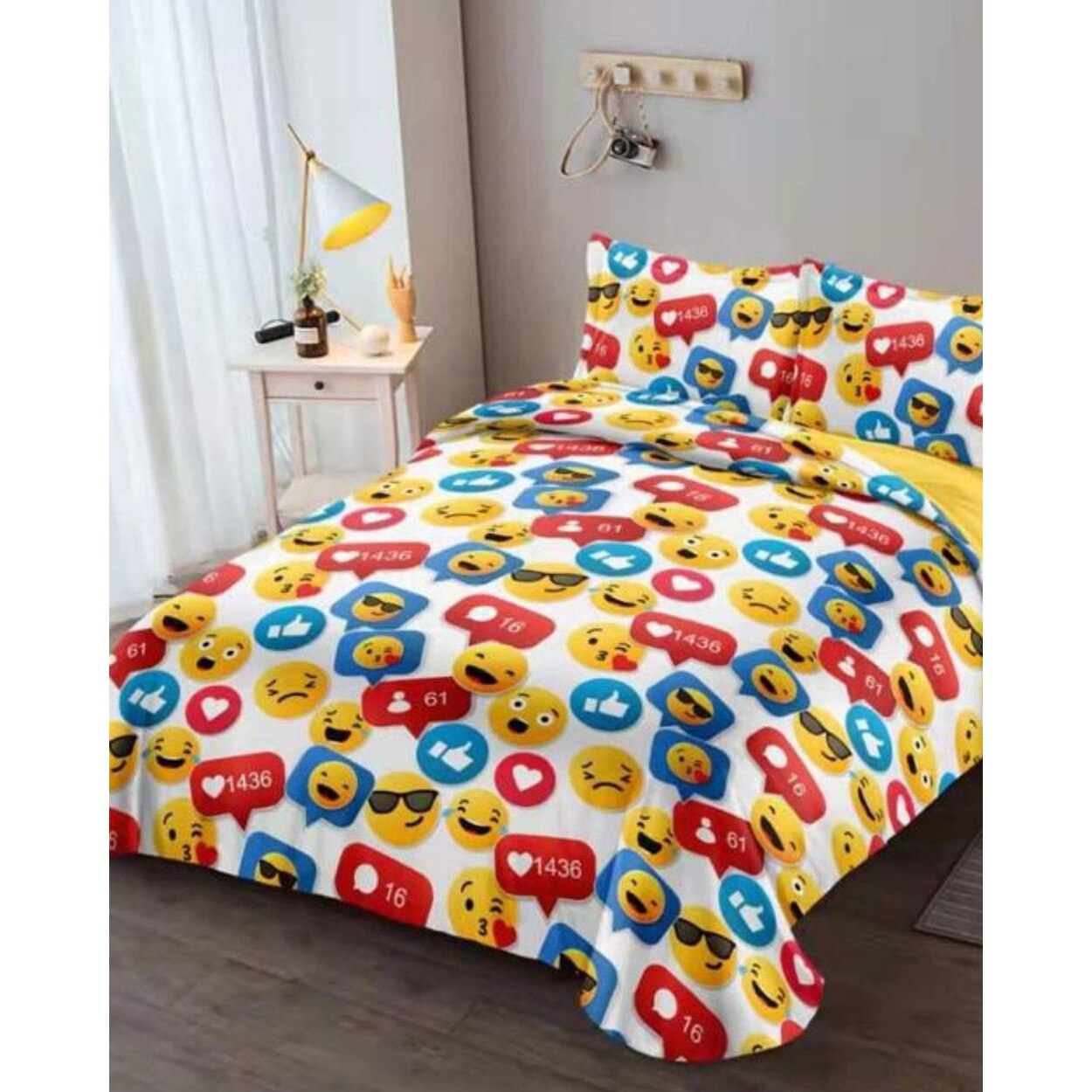 Set Lenjerie Bumbac Satinat, Cearceaf de Pat cu Elastic, 4 Piese, Pat 2 Persoane, R4E-12