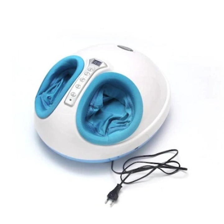 Масажор за крака OEM Shiatsu, 3 стъпки на интензивност, Функция за нагряване, Бял/Син