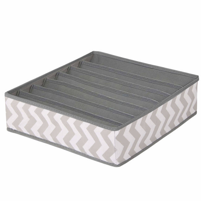 Organizator sertar 7 compartimente 32x32x10 cm, Zig Zag gri