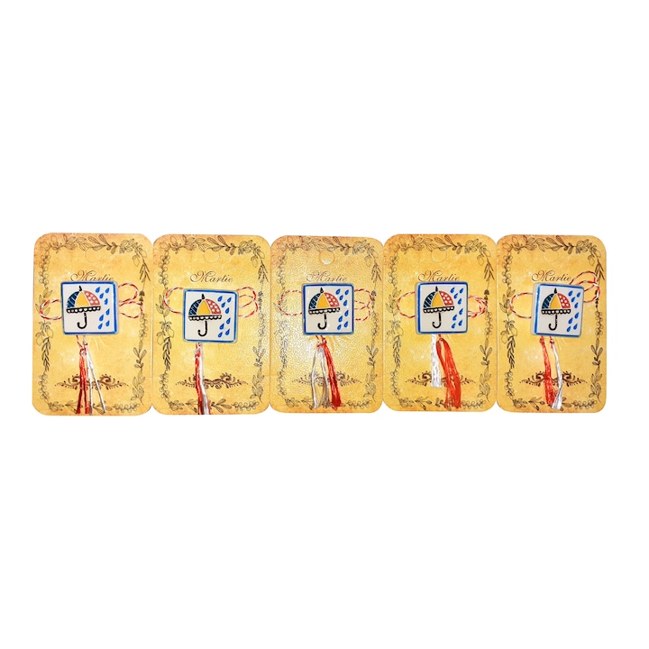 Set 5 bucati martisoare din portelan,Martisor Romanesc,Decor Umbreluta,Multicolor