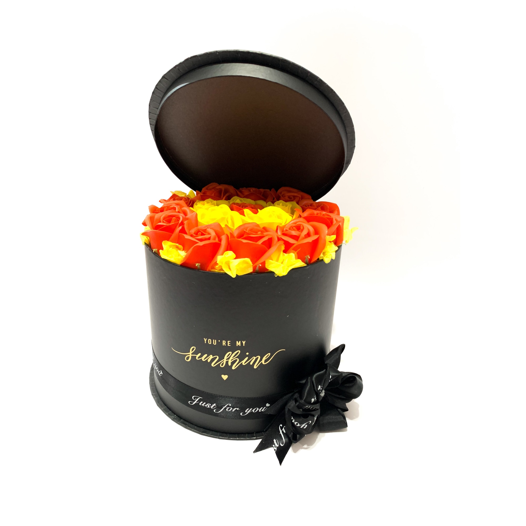 Buchet 17 trandafiri de sapun, ambalat cutie cadou