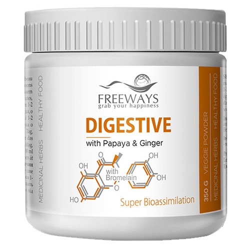 Digestive cu Bromelaina, Papaya si Ghimbir, 350g Freeways, supliment alimentar pentru sistemul digestiv
