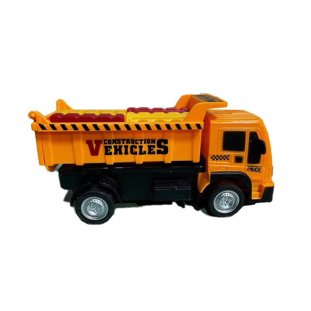 Camion de constuctii incarcat, culoarea galben