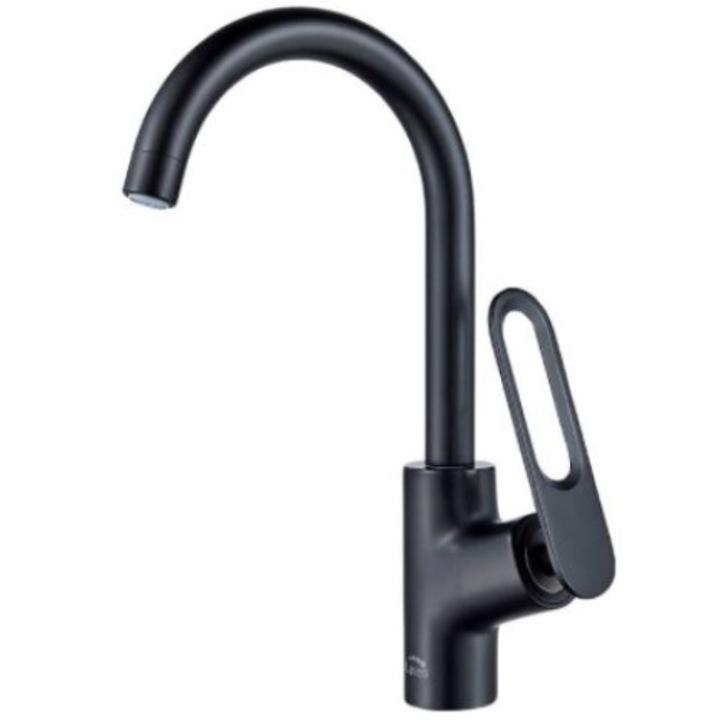 Baterie chiuveta bucatarie, Laveo BAJ 768D, pipa inalta, culoare neagra