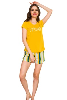 Pijama Dama, Vienetta, Model 'Summer Yellow', Culoare Galben Pijama Dama, Vienetta, Model 'Summer Yellow', Culoare Galben