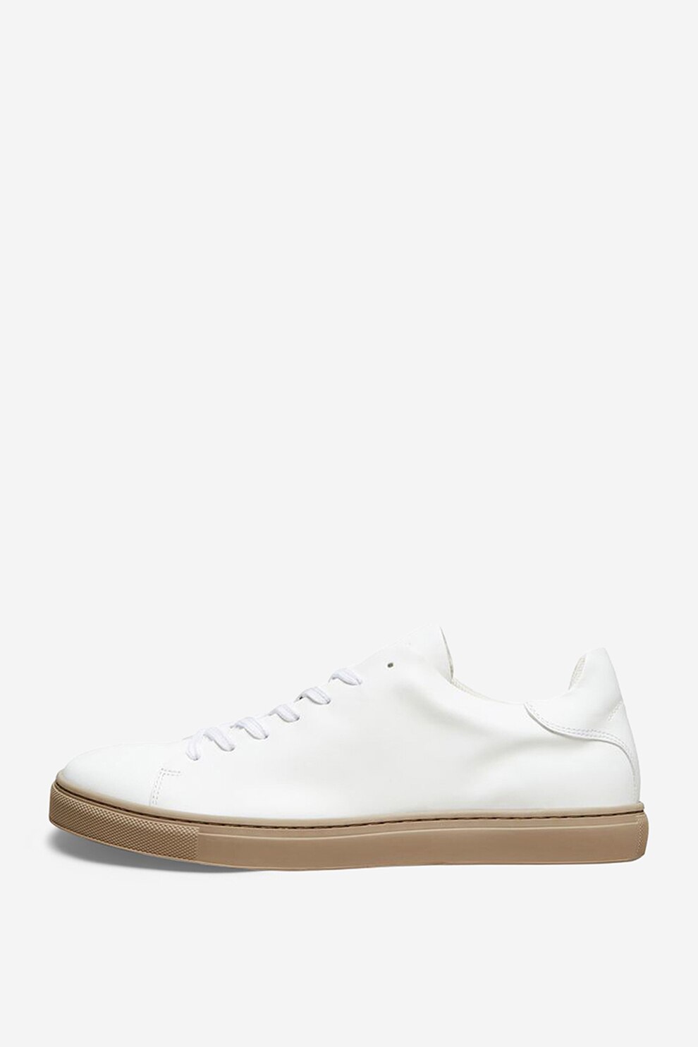 Selected Homme, Pantofi sport low cut de piele, Alb/Bej, 42