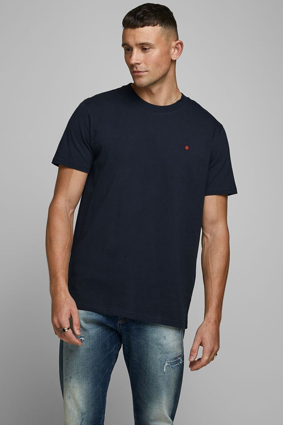 Jack&Jones, Tricou regular fit cu decolteu la baza gatului, Bleumarin