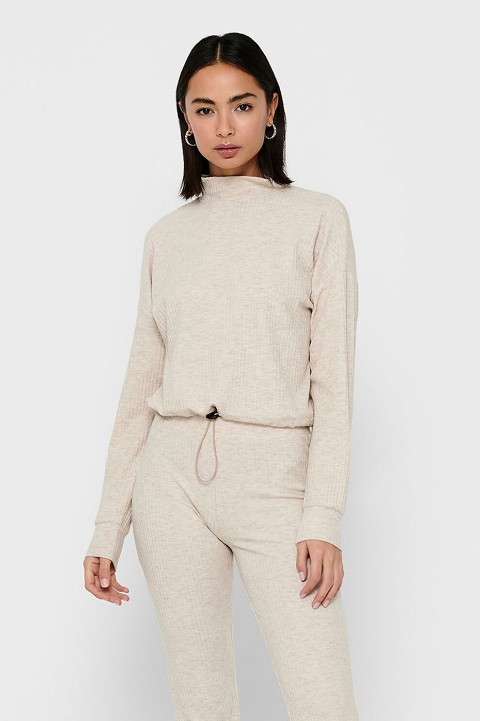 Only, Bluza crop striata, Crem