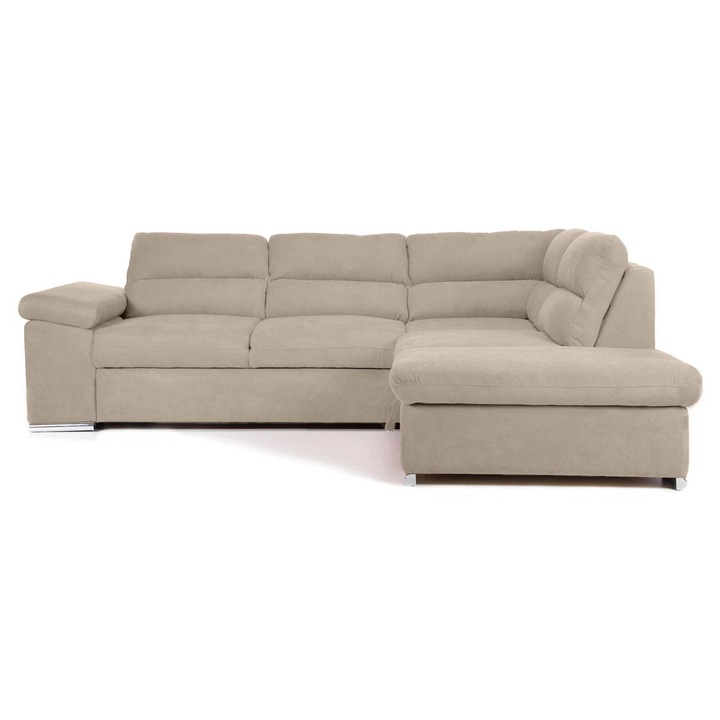 Coltar Extensibil ALONSO, cu lada de depozitare, variante stanga/dreapta 260x220x85 cm - Dreapta, Bej