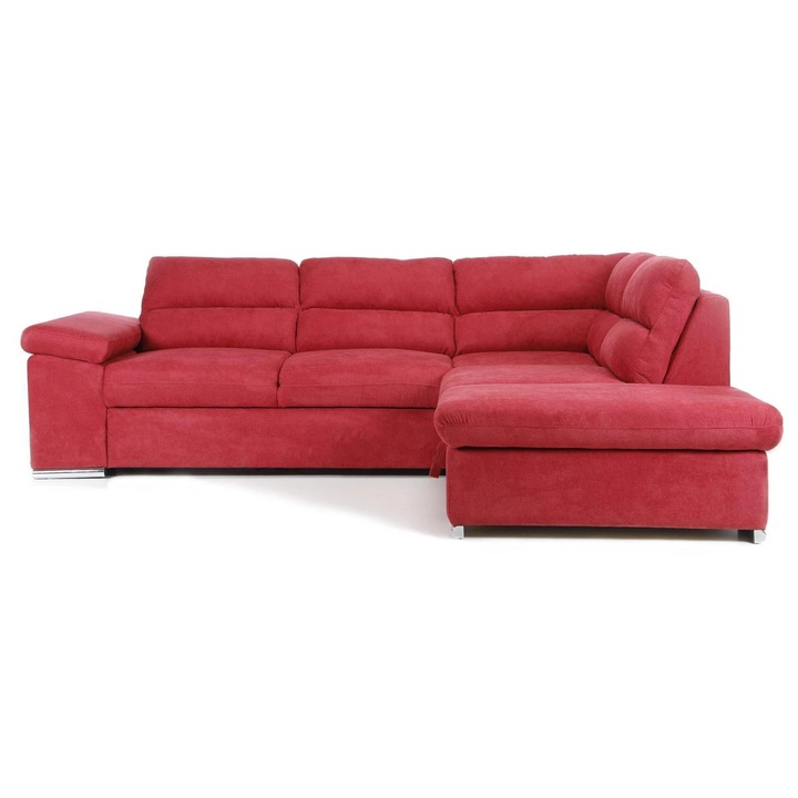 Coltar Extensibil ALONSO, cu lada de depozitare, variante stanga/dreapta 260x220x85 cm - Dreapta, Rosu