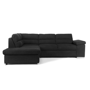 Coltar Extensibil ALONSO, cu lada de depozitare, variante stanga/dreapta 260x220x85 cm - Stanga, Negru Coltar Extensibil ALONSO, cu lada de depozitare, variante stanga/dreapta 260x220x85 cm - Stanga, Negru