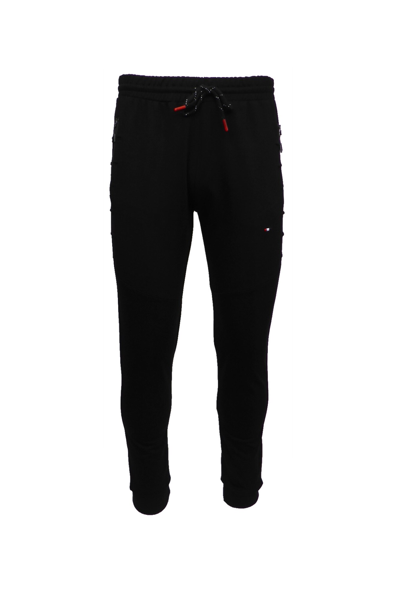 Pantaloni trening barbat, Univers Fashion, 2 buzunare laterale si un buzunar la spate cu fermoare, culoare neagra, slim fit, marime 2XL