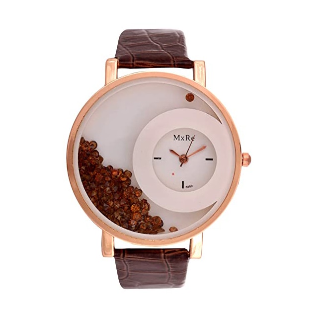 Ceas dama MxRe, maro/auriu, 4.1 cm diametru cadran