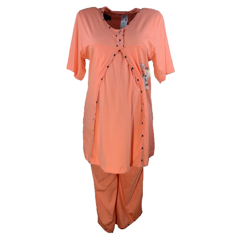 Pijama pentru alaptat Baray BRY2P, Portocaliu, XL