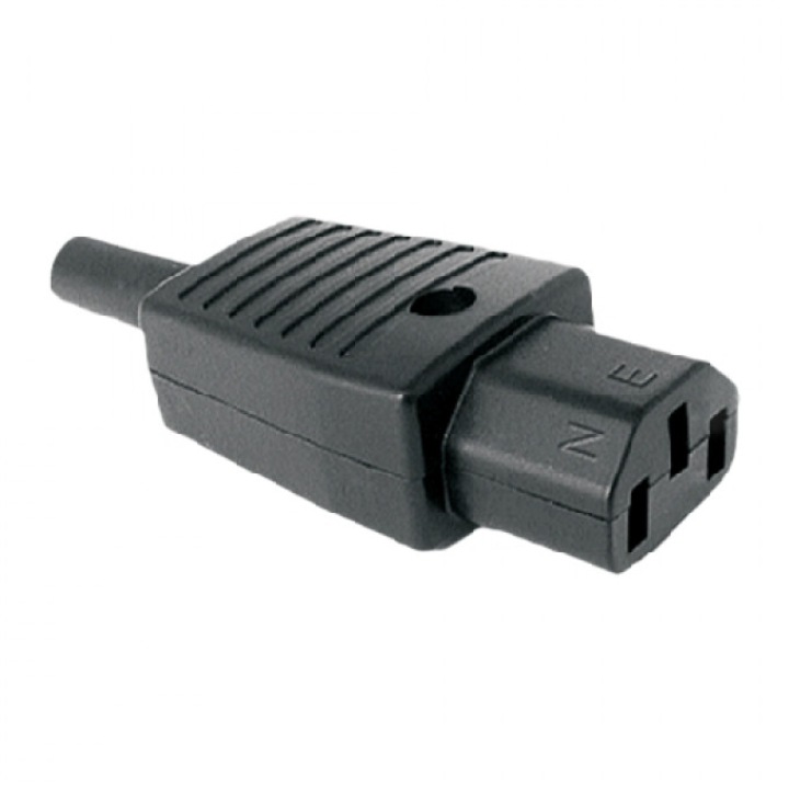 Mufa CA cu protector, 10A/250V, negru
