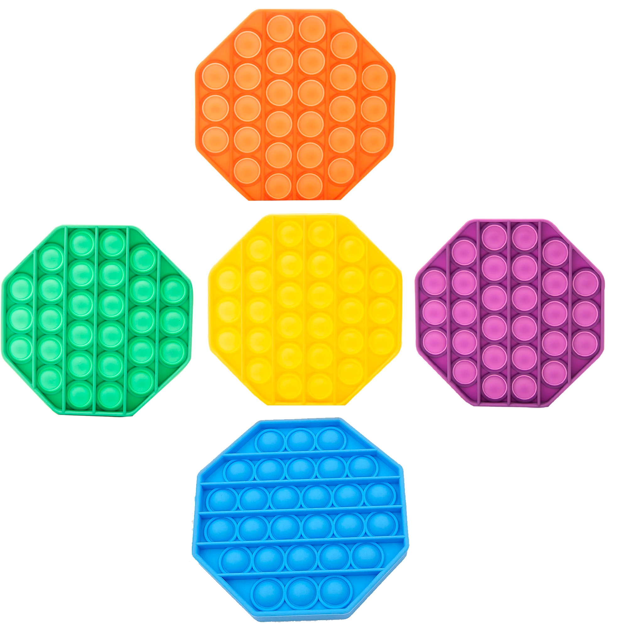 Set Family Pack, 5 x Jucarie POP IT!, antistres, din silicon, octogon - Krista®