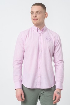 LA MARTINA, Camasa slim fit de bumbac si in, Lila LA MARTINA, Camasa slim fit de bumbac si in, Lila