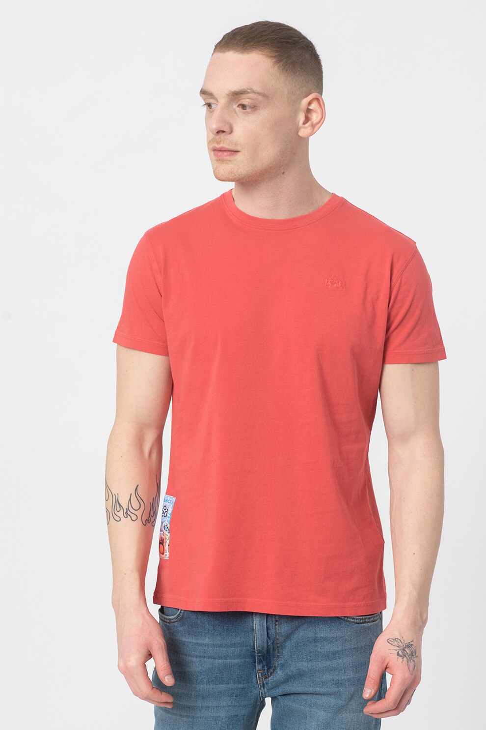 LA MARTINA, Tricou regular fit cu decolteu la baza gatului, Rosu