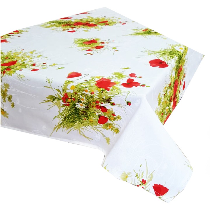 Fata de masa, MCF, flori de camp si maci, 150x180cm, bumbac