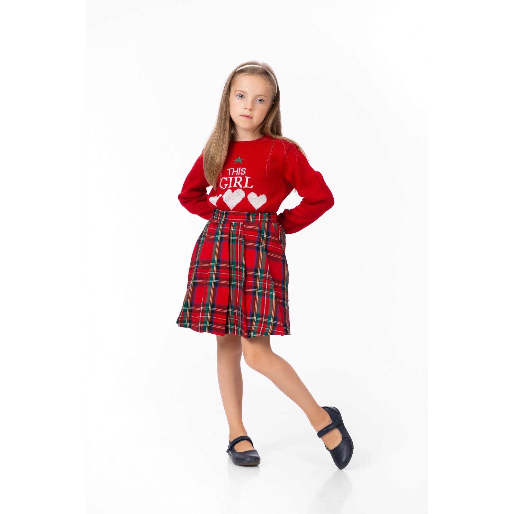 Fusta BE YOU pentru scoala in carouri, Rosie