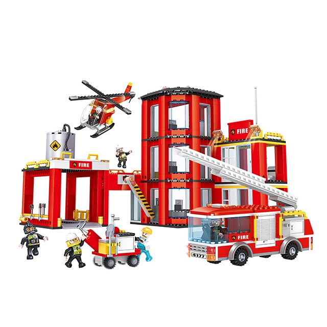 Set de constructie Statie de Pompieri- Cogo City 862 piese