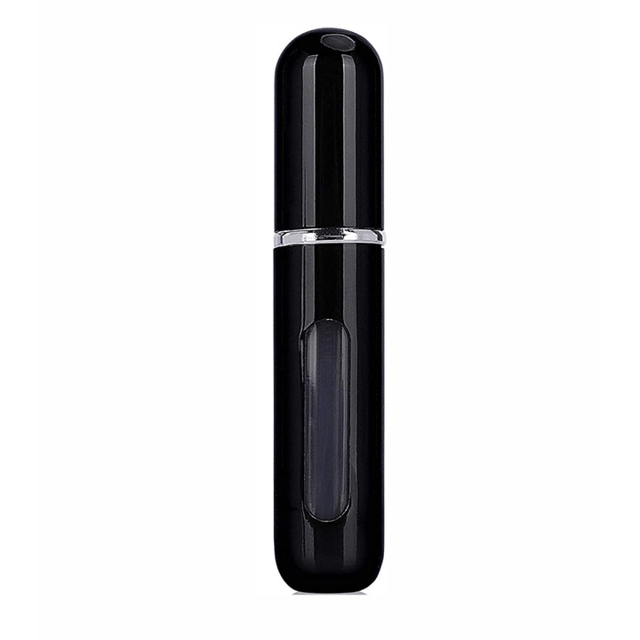 Sticla reincarcabila cu atomizor pentru parfum, 5 ml, Negru