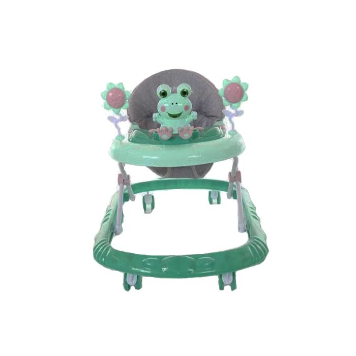 Premergator multifunctional cu figurine Baby Frog Walker, sunete 10 melodii cu Inaltime reglabila, roti omni directionale 360 grade, culoare verde AK5023