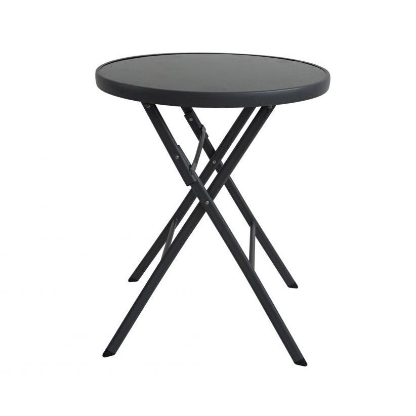 Masa cu cadru metalic si blat de sticla calita pentru gradina, 70 x 60 cm