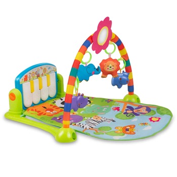 Centru de Activitati si Pian Multifunctional 4 in 1 pentru Bebelusi, Bara cu Jucarii Zornaitoare, Oglinda, Lumini si 24 Melodii  Centru de Activitati si Pian Multifunctional 4 in 1 pentru Bebelusi, Bara cu Jucarii Zornaitoare, Oglinda, Lumini si 24 Melodii