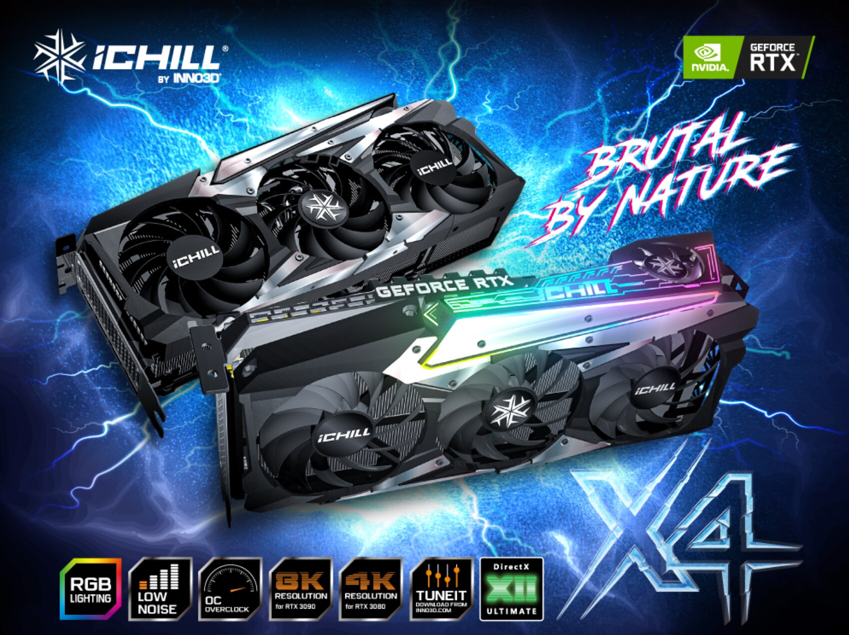 Placa video Inno3D GeForce® RTX™ 3080 ICHILL X4, 10GB GDDR6X, 320