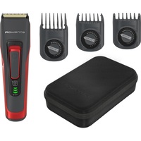 Aparat de tuns parul Rowenta Advancer TN5221F4, autonomie 120min, functie incarcare rapida, 3 piepteni, 45 de lungimi de taiere, lame cu tehnologie de auto-ascutire, negru/rosu