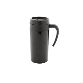 Cana termica din otel inoxidabil, cu perete termo izolant unic, negru, capac si maner din plastic, 350 ml Cana termica din otel inoxidabil, cu perete termo izolant unic, negru, capac si maner din plastic, 350 ml