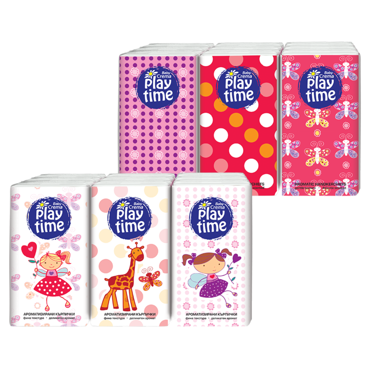 Комплект трипластови сухи кърпички Baby Crema Play Time, Принцеса, 6 бр