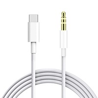 cablu auxiliar cu mufa tip c si jack 35 mm pentru auto 1 m alb conectori metalici compatibil cu samsung huawei imagen 38_0_
0